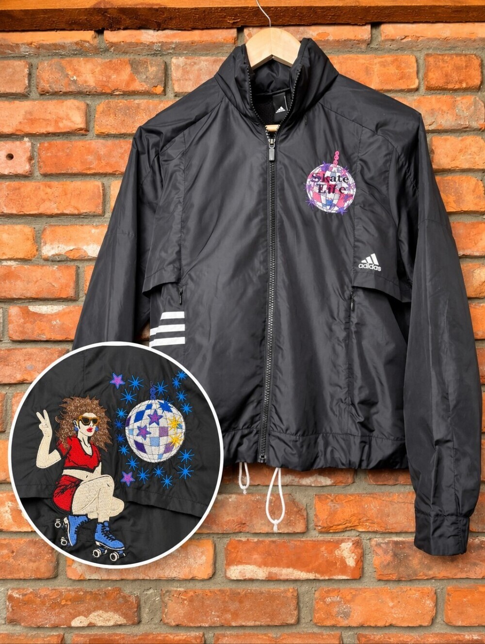 Adidas Custom Skate Life Jacket Rare Embroidered Graphic Y2K Retro Windbreaker